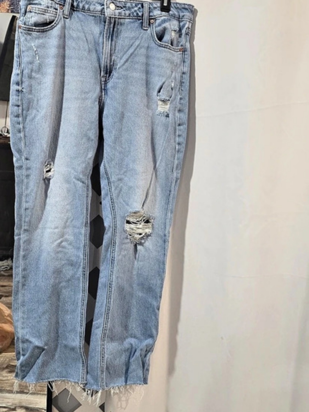Cheeky Slim Boyfriend Distressed Jeans in Blue Waist 14